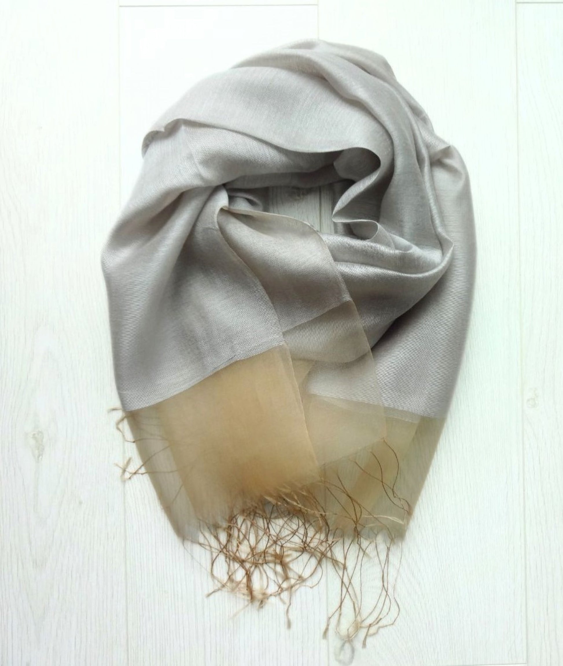 Silver Gold Plain Double Layer Lightweight Organza Silk Scarf|Wrap|Shawl - copy-of-ocean-teal-plain-double-layer-lightweight-organza-silk-scarf-wrap-shawl-1-Shawl