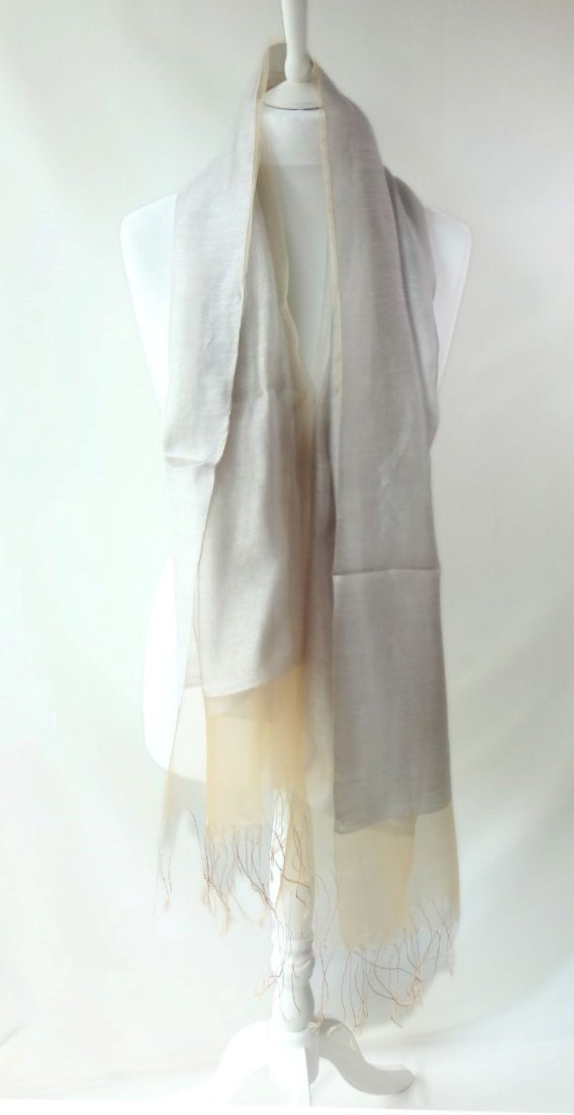 Silver Gold Plain Double Layer Lightweight Organza Silk Scarf|Wrap|Shawl - copy-of-ocean-teal-plain-double-layer-lightweight-organza-silk-scarf-wrap-shawl-1-Shawl