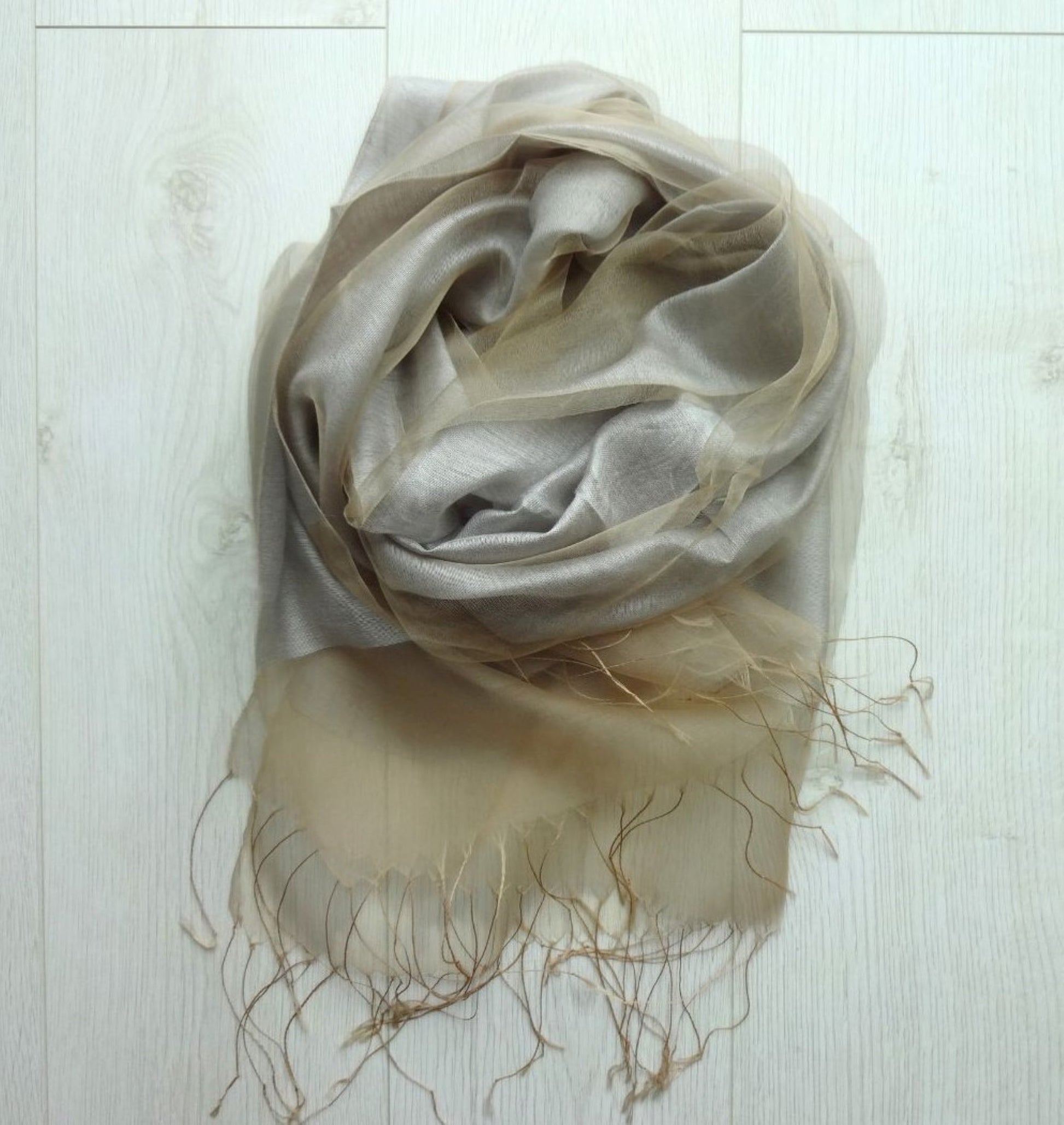 Silver Gold Plain Double Layer Lightweight Organza Silk Scarf|Wrap|Shawl - copy-of-ocean-teal-plain-double-layer-lightweight-organza-silk-scarf-wrap-shawl-1-Shawl
