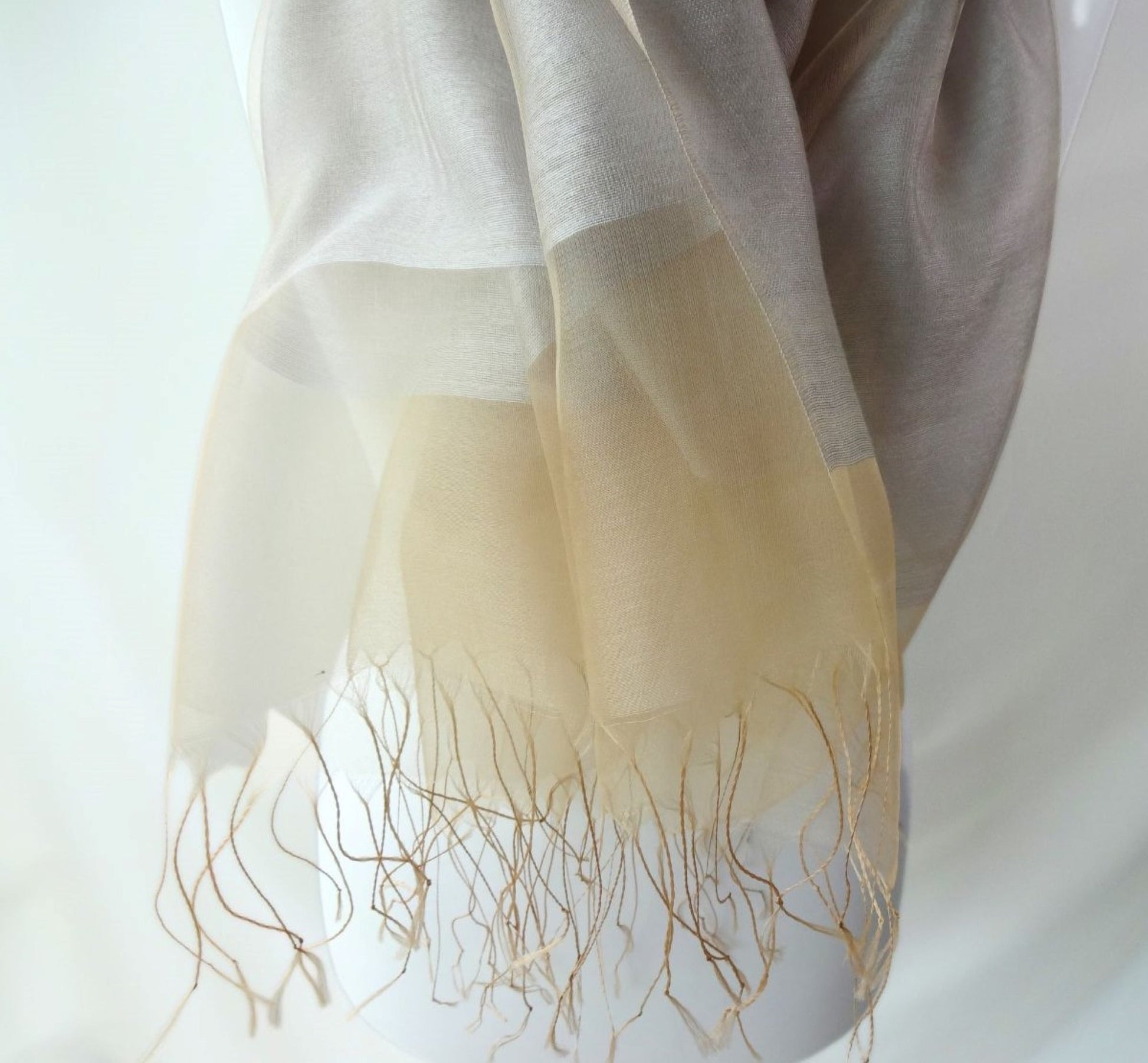 Silver Gold Plain Double Layer Lightweight Organza Silk Scarf|Wrap|Shawl - copy-of-ocean-teal-plain-double-layer-lightweight-organza-silk-scarf-wrap-shawl-1-Shawl