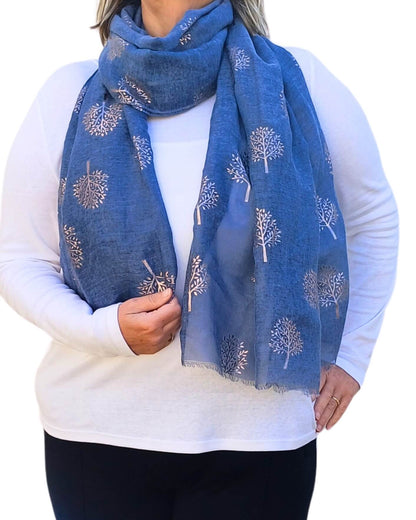 Tie Dye Rose Gold Mulberry Tree Print Scarf