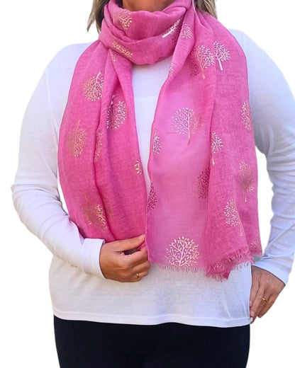 Tie Dye Rose Gold Mulberry Tree Print Scarf