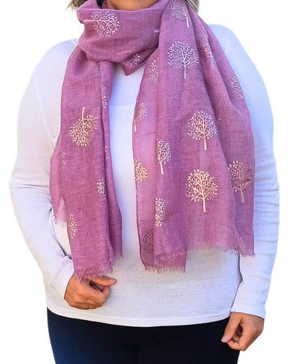 Tie Dye Rose Gold Mulberry Tree Print Scarf