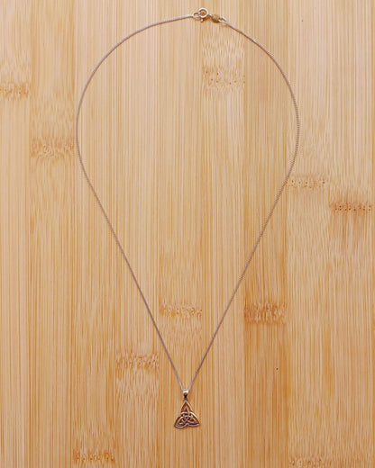 925 Silver Celtic Triangle Shape Pendant on an 18 inch Rhodium plated Sterling Silver curb chain. - 925-silver-celtic-triangle-shape-pendant-