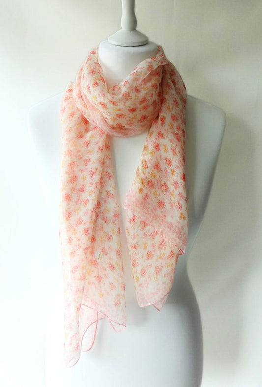 Ultra-lightweight Ditsy Flower Chiffon Scarf for Summer - copy-of-ultra-lightweight-classic-floral-chiffon-scarf-for-spring-and-summer-or-any-season-Scarf