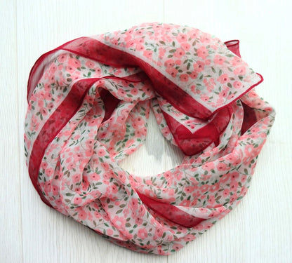 Ultra-lightweight Ditsy Flower Print Summer Chiffon Scarf 