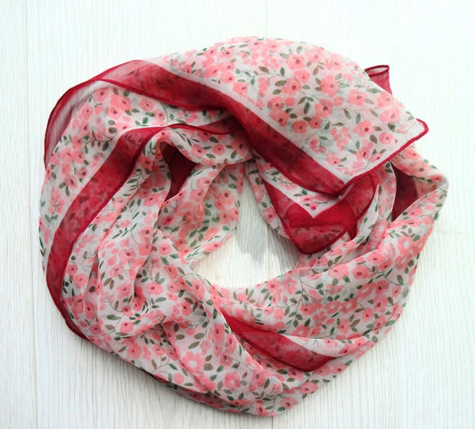 Ultra-lightweight Ditsy Flower Print Summer Chiffon Scarf 