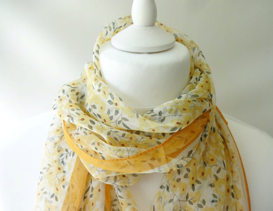 Ultra-lightweight Ditsy Flower Print Summer Chiffon Scarf - copy-of-ultra-lightweight-ombre-floral-print-summer-chiffon-scarf-1-Scarf