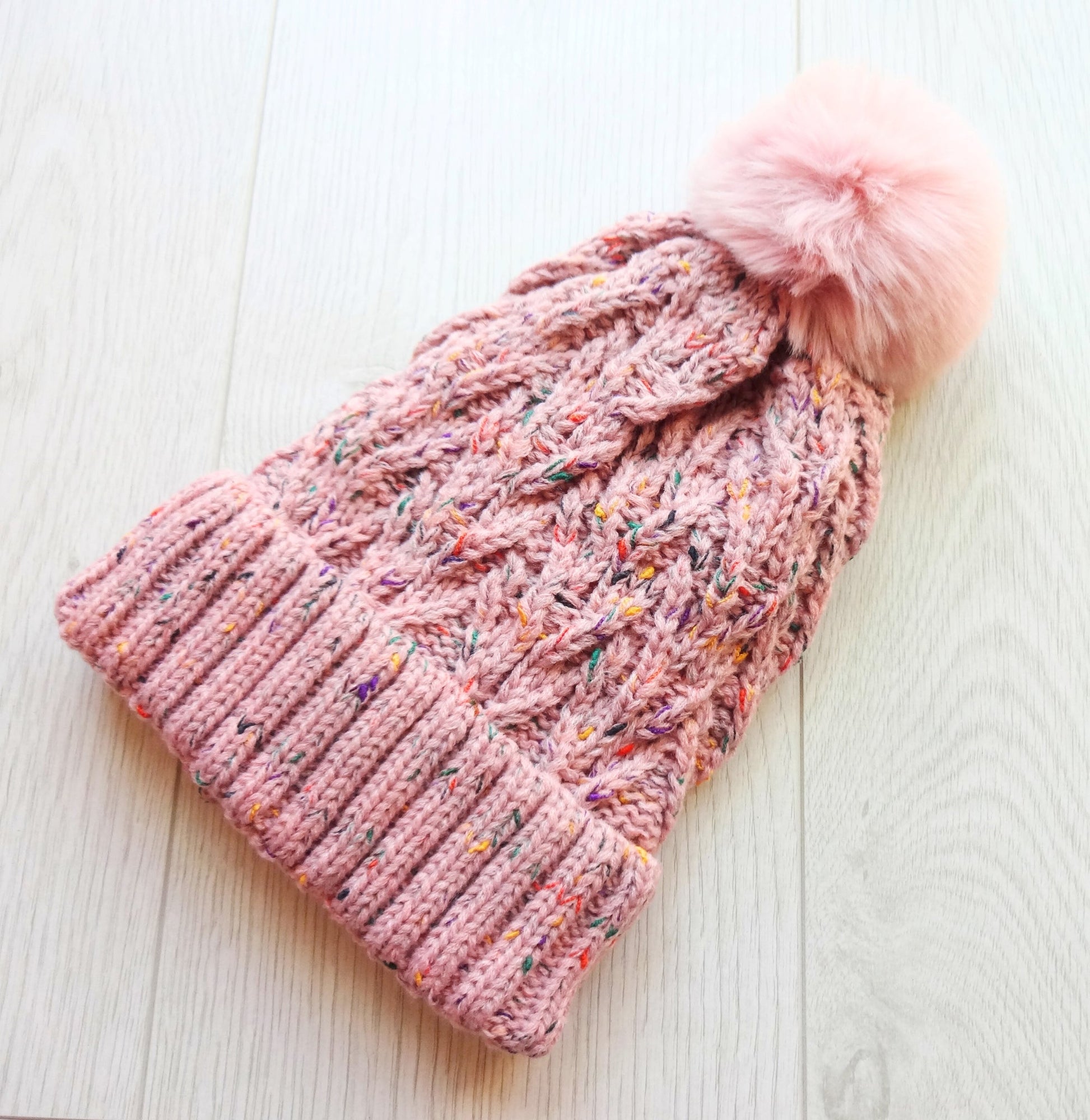 Women Hat Double Layer Fleece Line Beanie with Bobble Pom Pom - women-hat-double-layer-fleece-line-beanie-with-bobble-pom-pom-Hat