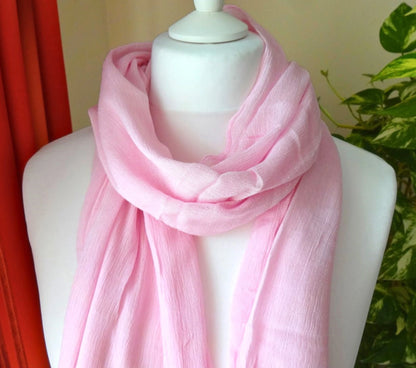 Oversized lightweight plain scarf wrap in baby pink