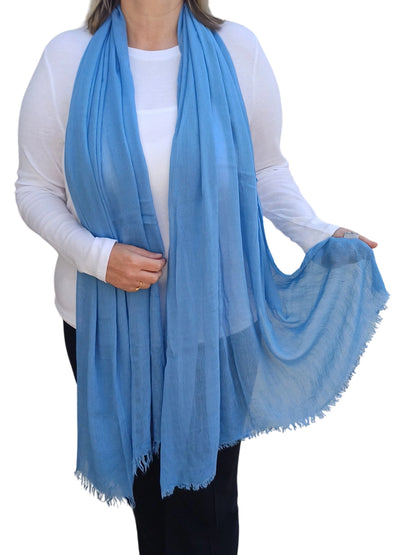 Lightweight oversized plain scarf in powder blue