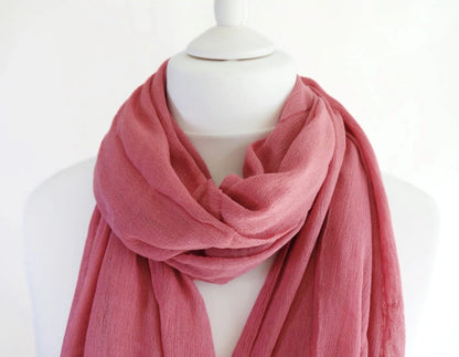 Plain oversized lightweight scarf in rose pink