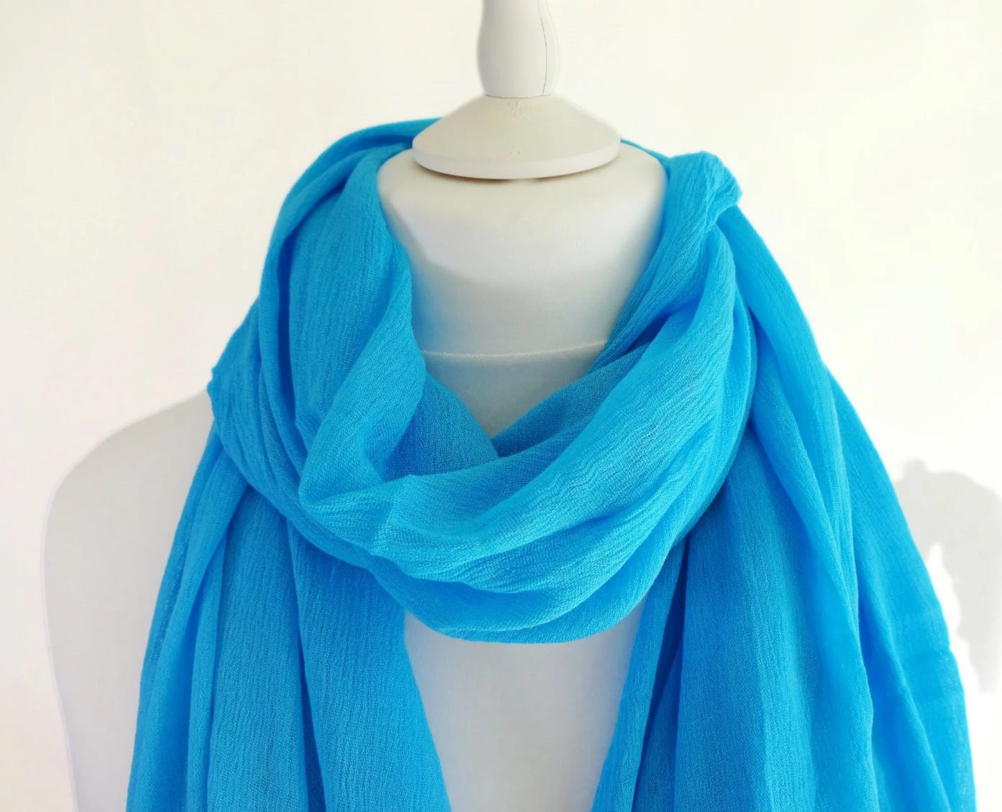 Lightweight oversized scarf wrap in turquoise bright blue