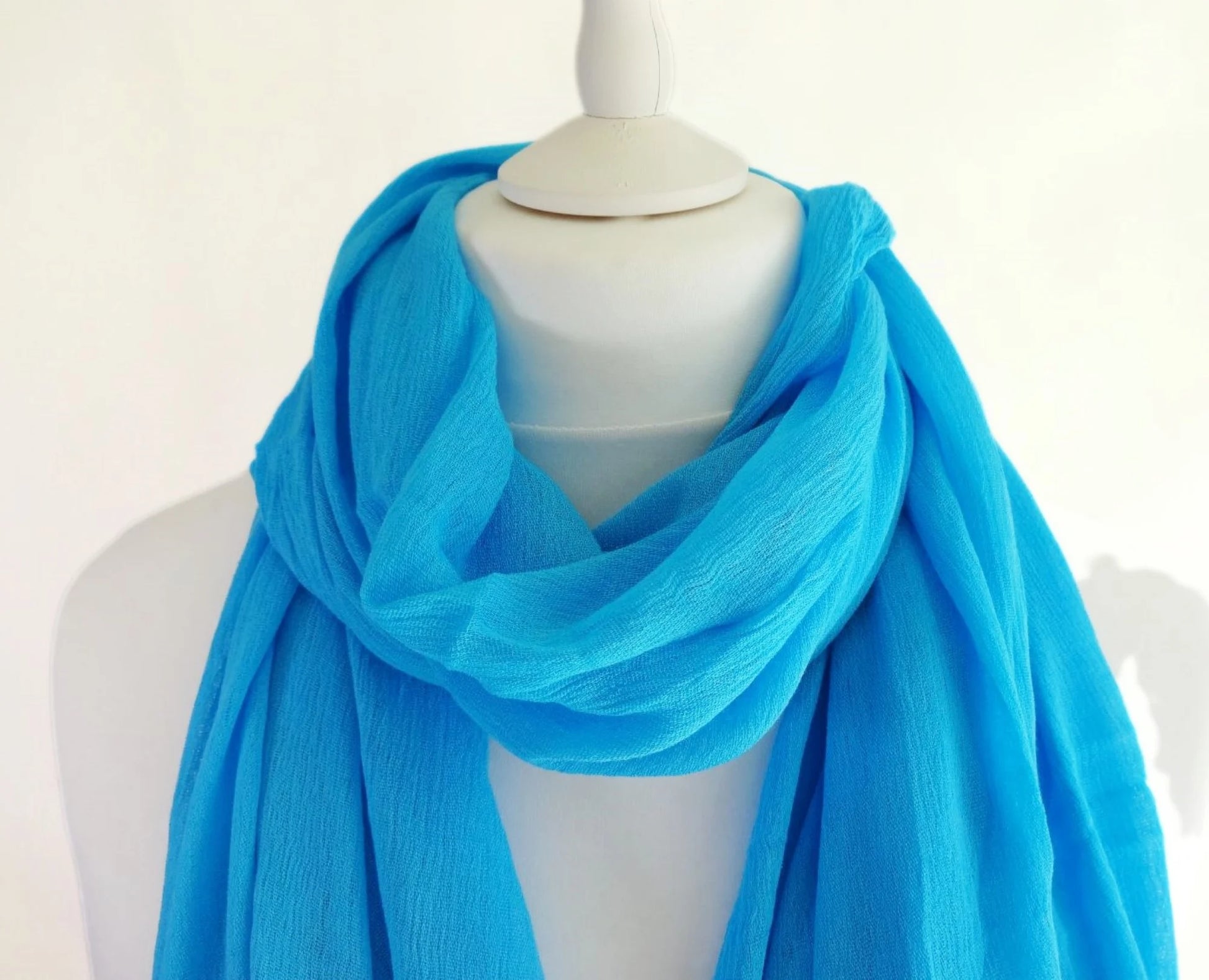 Lightweight oversized scarf wrap in turquoise bright blue