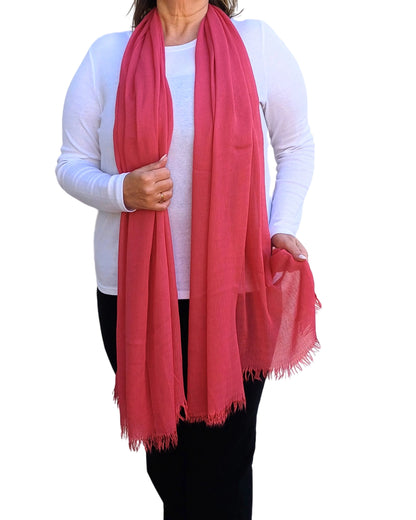 Plain oversized lightweight scarf in watermelon pink