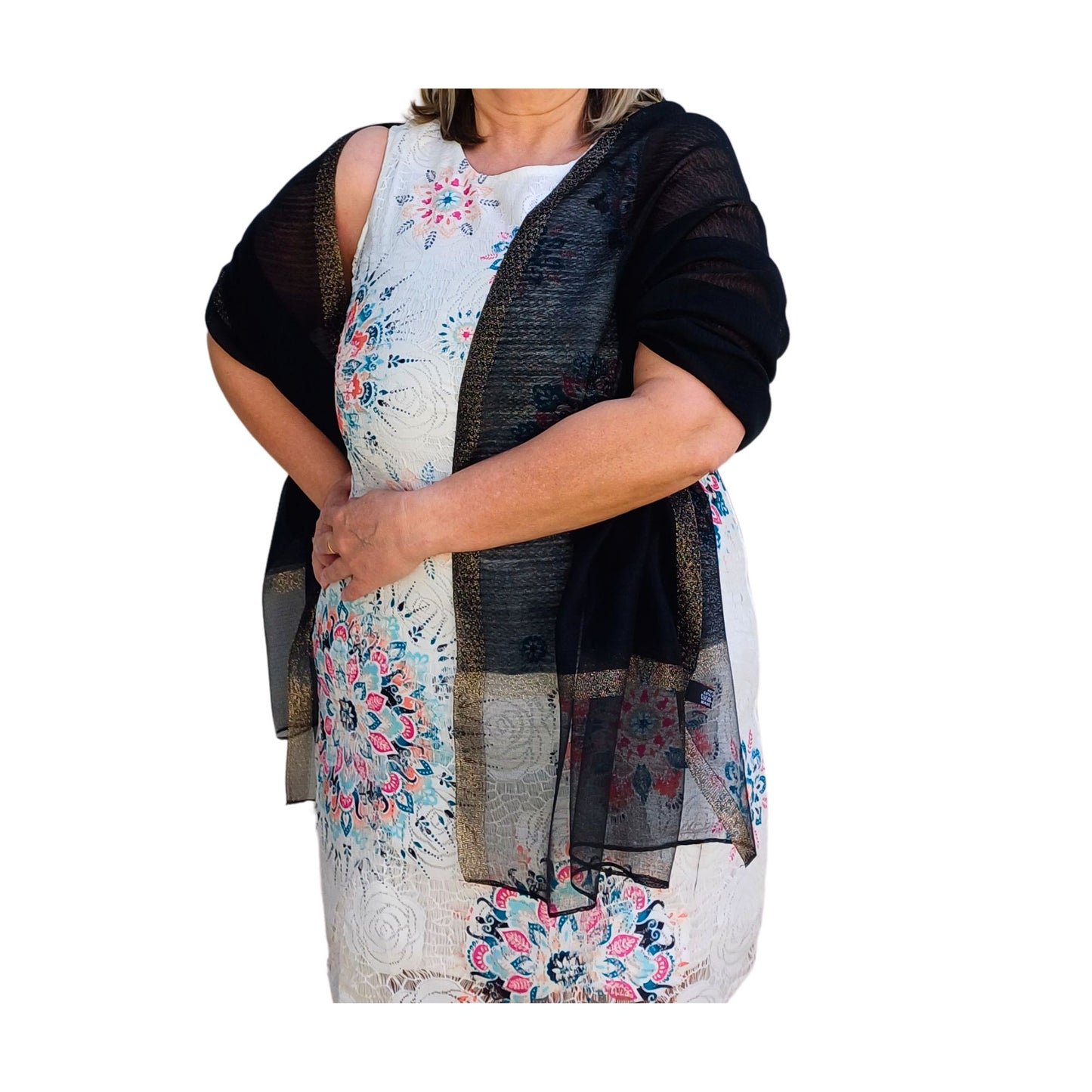 Elegant Sheer Organza Shawl – Silk Blend Wrap for Weddings & Evenings
