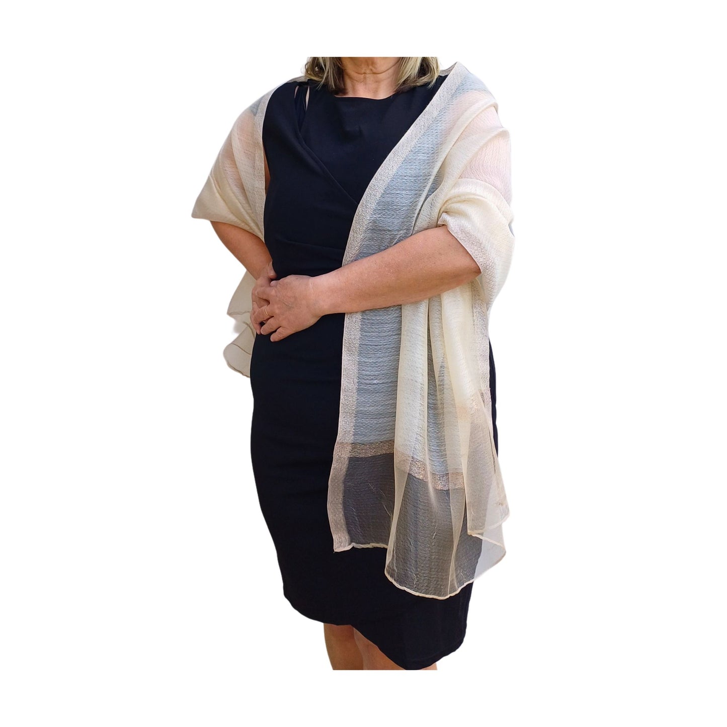 Elegant Sheer Organza Shawl – Silk Blend Wrap for Weddings & Evenings