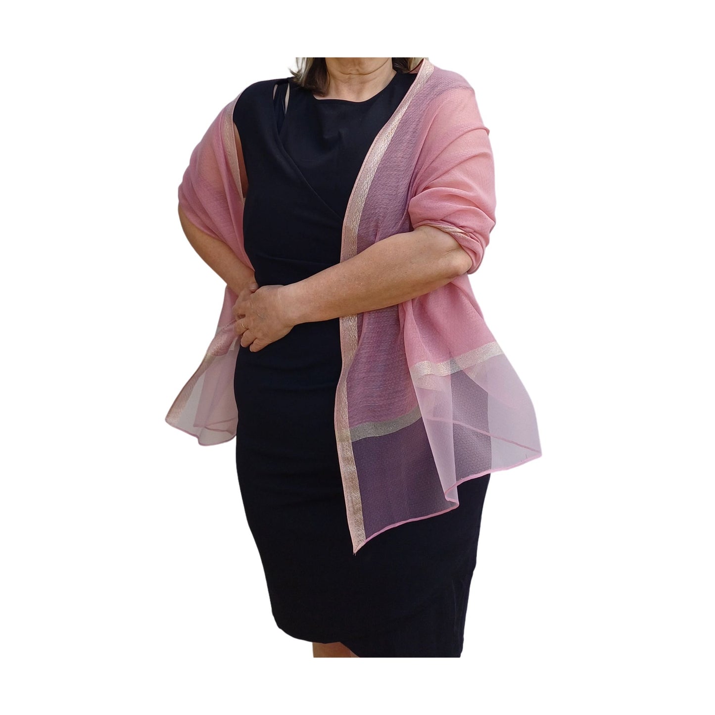 Elegant Sheer Organza Shawl – Silk Blend Wrap for Weddings & Evenings