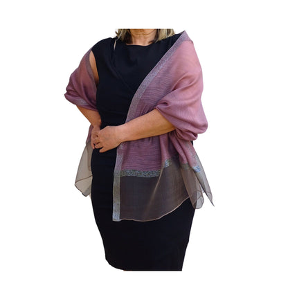 Elegant Sheer Organza Shawl – Silk Blend Wrap for Weddings & Evenings